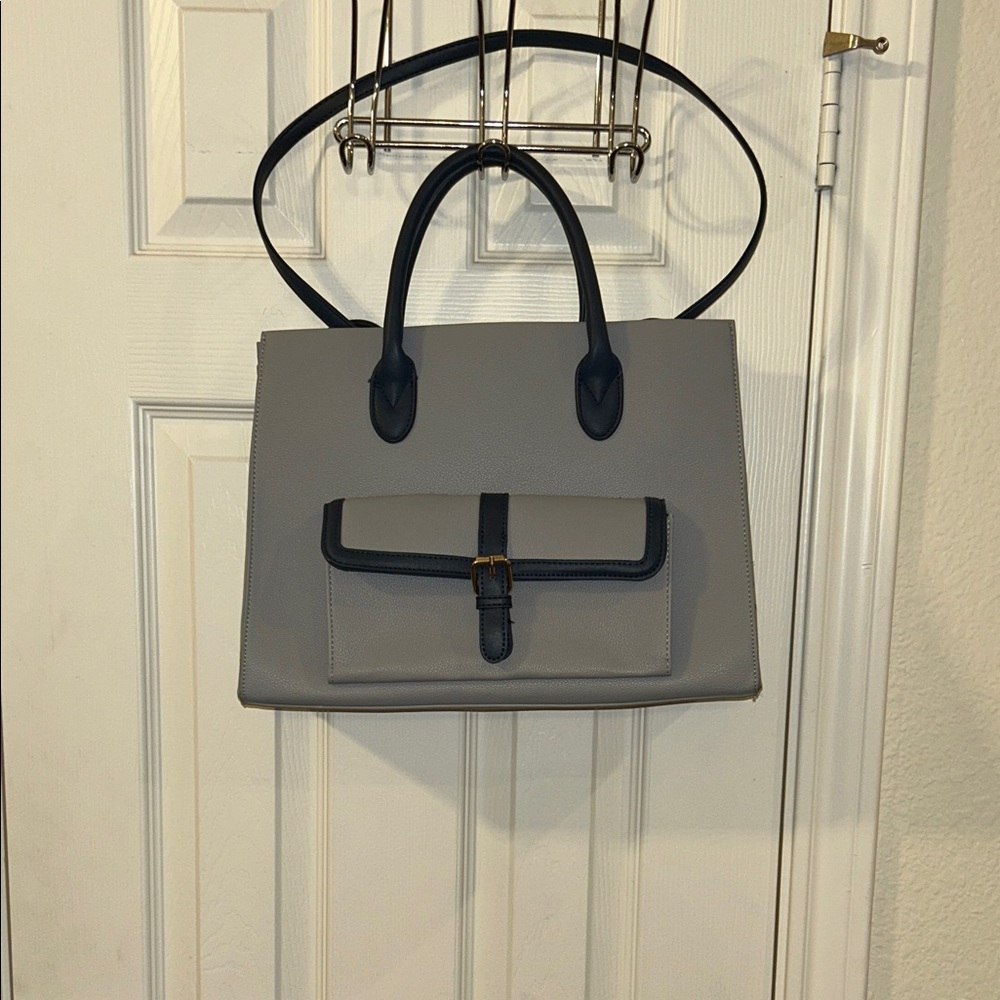 Grossi - Gray and Navy Blue Women's Satchel
